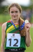 25 September 2021; Leila Colfer from Rathvilly, Carlow, after she won the Girls under-16 100 metre during the Aldi Community Games Track and Field Athletics finals at Carlow IT Sports Campus in Carlow. Photo by Matt Browne/Sportsfile