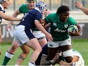 25 September 2021; Linda Djougang of Ireland in action against Lana Skeldon of Scotland during the Rugby World Cup 2022 Europe qualifying tournament match between Ireland and Scotland at Stadio Sergio Lanfranchi in Parma, Italy. Photo by Roberto Bregani/Sportsfile