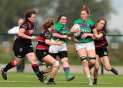 25 September 2021; Rachel Horan of CYM RFC is tackled by Rachel Conroy of Tullamore RFC during the Bank of Ireland Paul Flood plate final match between Tullamore RFC and CYM RFC at Tullow RFC in Carlow. Photo by Michael P Ryan/Sportsfile