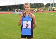 25 September 2021; Goda Buivydyte from Navan Road, Dublin after she won the Girls under-14 800 metre during the Aldi Community Games Track and Field Athletics finals at Carlow IT Sports Campus in Carlow. Photo by Matt Browne/Sportsfile