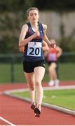 25 September 2021; Hazel Hughes from Castleblayney, Monaghan, on her way to winning the Girls under-16 1500 metre during the Aldi Community Games Track and Field Athletics finals at Carlow IT Sports Campus in Carlow. Photo by Matt Browne/Sportsfile