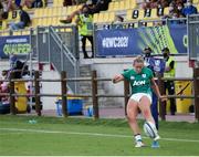 25 September 2021; Stacey Flood of Ireland converts the try scored by Linda Djougang of Ireland during the Rugby World Cup 2022 Europe qualifying tournament match between Ireland and Scotland at Stadio Sergio Lanfranchi in Parma, Italy. Photo by Roberto Bregani/Sportsfile