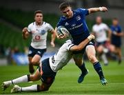 25 September 2021; Luke McGrath of Leinster is tackled by David Kriel of Vodacom Bulls during the United Rugby Championship match between Leinster and Vodacom Bulls at Aviva Stadium in Dublin. Photo by David Fitzgerald/Sportsfile