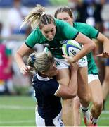 25 September 2021; Eimear Considine of Ireland is tackled by Christine Belisle of Scotland during the Rugby World Cup 2022 Europe qualifying tournament match between Ireland and Scotland at Stadio Sergio Lanfranchi in Parma, Italy. Photo by Roberto Bregani/Sportsfile