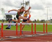 25 September 2021; Kate Brennan from Cong, Mayo, on her way to winning the Girls under-14 Hurdles during the Aldi Community Games Track and Field Athletics finals at Carlow IT Sports Campus in Carlow. Photo by Matt Browne/Sportsfile