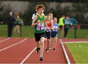 25 September 2021; Jack Collins from Tralee, Kerry, on his way to winning the Boys under-12 600 metre during the Aldi Community Games Track and Field Athletics finals at Carlow IT Sports Campus in Carlow. Photo by Matt Browne/Sportsfile