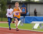 25 September 2021; Seadna Ryan from Quin-Clooney Co Clare on his way to winning the Boys under-10 200m during the Aldi Community Games Track and Field Athletics finals at Carlow IT Sports Campus in Carlow. Photo by Matt Browne/Sportsfile