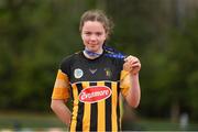 25 September 2021; Ona Kennedy from Kilkenny who won the under-14 Long Puck during the Aldi Community Games Track and Field Athletics finals at Carlow IT Sports Campus in Carlow. Photo by Matt Browne/Sportsfile