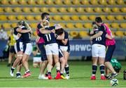 25 September 2021; Scotland players and coaching staff celebrate after the Rugby World Cup 2022 Europe qualifying tournament match between Ireland and Scotland at Stadio Sergio Lanfranchi in Parma, Italy. Photo by Roberto Bregani/Sportsfile
