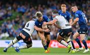 25 September 2021; Andrew Porter of Leinster is tackled by Marcell Coetzee and Gerhard Steenekamp of Vodacom Bulls during the United Rugby Championship match between Leinster and Vodacom Bulls at Aviva Stadium in Dublin. Photo by Brendan Moran/Sportsfile