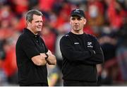 25 September 2021; Cell C Sharks head coach Sean Everitt, left, and Cell C Sharks attack coach Noel McNamara before the United Rugby Championship match between Munster and Cell C Sharks at Thomond Park in Limerick. Photo by Piaras Ó Mídheach/Sportsfile