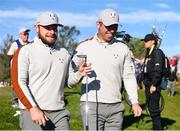 25 September 2021; Tyrrell Hatton, left, and Paul Casey of Team Europe walk off the sixth green during their Saturday morning foursomes match against Dustin Johnson and Collin Morikawa of Team USA at the Ryder Cup 2021 Matches at Whistling Straits in Kohler, Wisconsin, USA. Photo by Tom Russo/Sportsfile