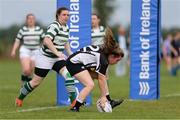 25 September 2021; Rachel O Farrell of Longford RFC scores a try during the Bank of Ireland Paul Cusack plate final match between Greystones and Longford at Tullow RFC in Carlow. Photo by Michael P Ryan/Sportsfile