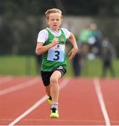 25 September 2021; Daniel McDermott from Castleconnell, Limerick, on his way to winning the Boys under-10 100 metre during the Aldi Community Games Track and Field Athletics finals at Carlow IT Sports Campus in Carlow. Photo by Matt Browne/Sportsfile