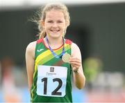 25 September 2021; Ava Broderick from Carlow after she came second in the Girls under-10 100 metre during the Aldi Community Games Track and Field Athletics finals at Carlow IT Sports Campus in Carlow. Photo by Matt Browne/Sportsfile