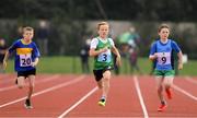 25 September 2021; Daniel McDermott from Castleconnell, Limerick, on his way to winning the Boys under-10 100 metre during the Aldi Community Games Track and Field Athletics finals at Carlow IT Sports Campus in Carlow. Photo by Matt Browne/Sportsfile