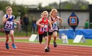 25 September 2021; Lauren O'Sullivan, from Kinsale, Cork, on her way to finishing third in the Girls under-8 60 metres during the Aldi Community Games Track and Field Athletics finals at Carlow IT Sports Campus in Carlow. Photo by Matt Browne/Sportsfile