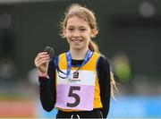 25 September 2021; Sophie Harrison, from Quin, Clare, who came fourth in the Girls under-10 100 metres during the Aldi Community Games Track and Field Athletics finals at Carlow IT Sports Campus in Carlow. Photo by Matt Browne/Sportsfile