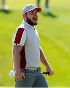 25 September 2021; Tyrrell Hatton of Team Europe reacts to a putt during his Saturday afternoon fourballs match against Tony Finau and Harris English of Team USA at the Ryder Cup 2021 Matches at Whistling Straits in Kohler, Wisconsin, USA. Photo by Tom Russo/Sportsfile