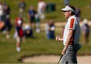25 September 2021; Ian Poulter of Team Europe celebrates a putt during his Saturday afternoon fourballs match against Dustin Johnson and Collin Morikawa of Team USA at the Ryder Cup 2021 Matches at Whistling Straits in Kohler, Wisconsin, USA. Photo by Tom Russo/Sportsfile