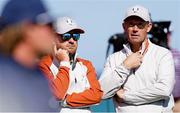 25 September 2021; Team Europe captain Padraig Harrington, right, and vice captain Graeme McDowell during the Saturday afternoon fourball matches at the Ryder Cup 2021 Matches at Whistling Straits in Kohler, Wisconsin, USA. Photo by Tom Russo/Sportsfile