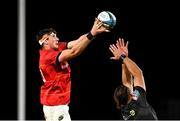 25 September 2021; Thomas Ahern of Munster takes possession in a line-out ahead of Gerbrandt Grobler of Cell C Sharks during the United Rugby Championship match between Munster and Cell C Sharks at Thomond Park in Limerick. Photo by Seb Daly/Sportsfile