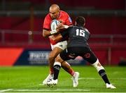 25 September 2021; Simon Zebo of Munster in action against Curwin Bosch of Cell C Sharks during the United Rugby Championship match between Munster and Cell C Sharks at Thomond Park in Limerick. Photo by Seb Daly/Sportsfile
