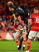 25 September 2021; Mike Haley of Munster in action against Werner Kok of Cell C Sharks during the United Rugby Championship match between Munster and Cell C Sharks at Thomond Park in Limerick. Photo by Seb Daly/Sportsfile