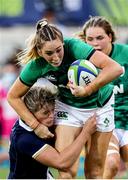 25 September 2021; Eimear Considine of Ireland is tackled by Hannah Smith of Scotland during the Rugby World Cup 2022 Europe qualifying tournament match between Ireland and Scotland at Stadio Sergio Lanfranchi in Parma, Italy. Photo by Roberto Bregani/Sportsfile