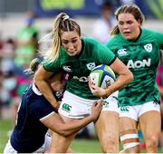 25 September 2021; Eimear Considine of Ireland is tackled by Hannah Smith of Scotland during the Rugby World Cup 2022 Europe qualifying tournament match between Ireland and Scotland at Stadio Sergio Lanfranchi in Parma, Italy. Photo by Roberto Bregani/Sportsfile
