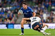 25 September 2021; Hugo Keenan of Leinster is tackled by David Kriel of Vodacom Bulls during the United Rugby Championship match between Leinster and Vodacom Bulls at Aviva Stadium in Dublin. Photo by Brendan Moran/Sportsfile