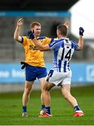 26 September 2021; Aaron Byrne of Na Fianna tussles with Conal Keaney of Ballyboden St Enda's during the Go Ahead Dublin Senior Club Football Championship Group 1 match between Ballyboden St Endas and Na Fianna at Parnell Park in Dublin. Photo by David Fitzgerald/Sportsfile