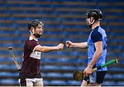26 September 2021; Kevin Maher of Borris-Ileigh and Mary Carey of Nenagh Éire Óg bump fists after the Tipperary Senior Hurling Championship Group 4 match between Borris-Ileigh and Nenagh Éire Óg at Semple Stadium in Thurles, Tipperary. Photo by Sam Barnes/Sportsfile