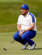 26 September 2021; Shane Lowry of Team Europe reacts to a missed putt on the first green during his Sunday singles match against Patrick Cantlay of Team USA at the Ryder Cup 2021 Matches at Whistling Straits in Kohler, Wisconsin, USA. Photo by Tom Russo/Sportsfile