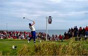 26 September 2021; Shane Lowry of Team Europe watches his drive from the second tee box during his Sunday singles match against Patrick Cantlay of Team USA at the Ryder Cup 2021 Matches at Whistling Straits in Kohler, Wisconsin, USA. Photo by Tom Russo/Sportsfile