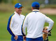 26 September 2021; Rory McIlroy of Team Europe, left, with vice captain Graeme McDowell before his Sunday singles match against Xander Schauffele of Team USA at the Ryder Cup 2021 Matches at Whistling Straits in Kohler, Wisconsin, USA. Photo by Tom Russo/Sportsfile