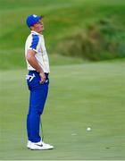 26 September 2021; Viktor Hovland of Team Europe reacts after missing a putt on the 18th green during his Sunday singles match against Collin Morikawa of Team USA at the Ryder Cup 2021 Matches at Whistling Straits in Kohler, Wisconsin, USA. Photo by Tom Russo/Sportsfile