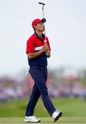 26 September 2021; Collin Morikawa of Team USA reacts to a putt on the 16th green during his Sunday singles match against Viktor Hovland of Team Europe at the Ryder Cup 2021 Matches at Whistling Straits in Kohler, Wisconsin, USA. Photo by Tom Russo/Sportsfile