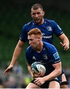 25 September 2021; Ciarán Frawley of Leinster, front, and Ross Molony during the United Rugby Championship match between Leinster and Vodacom Bulls at Aviva Stadium in Dublin.  Photo by David Fitzgerald/Sportsfile
