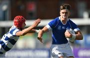 27 September 2021; Zach Hopkins of St Mary's College is tackled by Charlie Woodcock of Blackrock College during the Bank of Ireland Leinster Schools Junior Cup Round 1 match between St Mary's College and Blackrock College at Energia Park in Dublin. Photo by Daire Brennan/Sportsfile