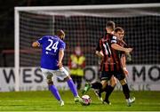 24 September 2021; Ethan Boyle of Finn Harps shoots to score his side's first goal during the SSE Airtricity League Premier Division match between Bohemians and Finn Harps at Dalymount Park in Dublin. Photo by Piaras Ó Mídheach/Sportsfile