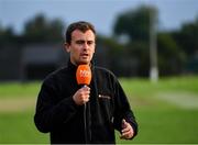 6 September 2021; Commentator Andrew Blair White of HBV Studios after the one day match between Ireland Wolves and Zimbabwe XI at Belmont Park in Belfast. Photo by Piaras Ó Mídheach/Sportsfile