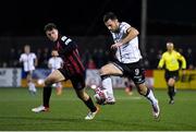 27 September 2021; Patrick Hoban of Dundalk in action against James Finnerty of Bohemians during the SSE Airtricity League Premier Division match between Dundalk and Bohemians at Oriel Park in Dundalk, Louth. Photo by Ben McShane/Sportsfile