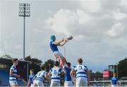 27 September 2021; Daniel Flynn of St Mary's College wins the ball in a line-out during the Bank of Ireland Leinster Schools Junior Cup Round 1 match between St Mary's College and Blackrock College at Energia Park in Dublin. Photo by Daire Brennan/Sportsfile