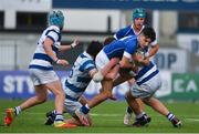 27 September 2021; Sean Murray Norton of St Marys College is tackled by Donnacha McGuire of Blackrock College during the Bank of Ireland Leinster Schools Junior Cup Round 1 match between St Mary's College and Blackrock College at Energia Park in Dublin. Photo by Daire Brennan/Sportsfile