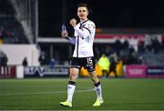 27 September 2021; Darragh Leahy of Dundalk after his side's victory in the SSE Airtricity League Premier Division match between Dundalk and Bohemians at Oriel Park in Dundalk, Louth. Photo by Ben McShane/Sportsfile