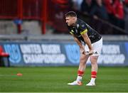 25 September 2021; Rory Scannell of Munster during the warm-up before the United Rugby Championship match between Munster and Cell C Sharks at Thomond Park in Limerick. Photo by Piaras Ó Mídheach/Sportsfile