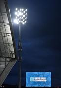 25 September 2021; A general view of a floodlight and the big screen during the United Rugby Championship match between Munster and Cell C Sharks at Thomond Park in Limerick. Photo by Piaras Ó Mídheach/Sportsfile