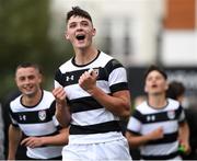 28 September 2021; Andre Ryan of Belvedere College celebrates after the Bank of Ireland Leinster Schools Junior Cup Round 1 match between Belvedere College and Kilkenny College at Energia Park in Dublin. Photo by Matt Browne/Sportsfile