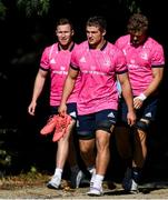 28 September 2021; Scott Penny, centre, with Rory O'Loughlin and Josh van der Flier during a Leinster Rugby squad training session at UCD in Dublin. Photo by Harry Murphy/Sportsfile